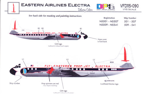 1/115 Scale Decal Eastern Airlines Electra