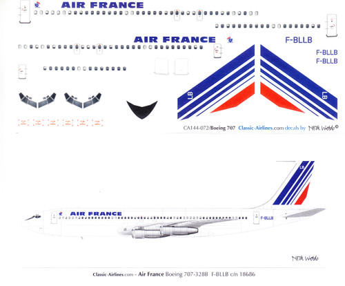 1/144 Scale Decal Air France 707 Concorde Tail