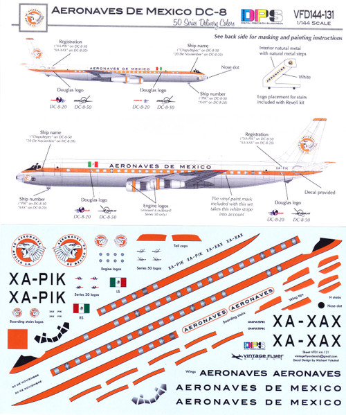 1/144 Scale Decal Aeronaves de Mexico DC8-51
