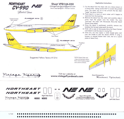 1/144 Scale Decal Northeast CV-990