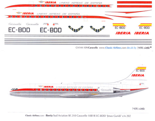 1/144 Scale Decal Iberia Caravelle EC-BDD