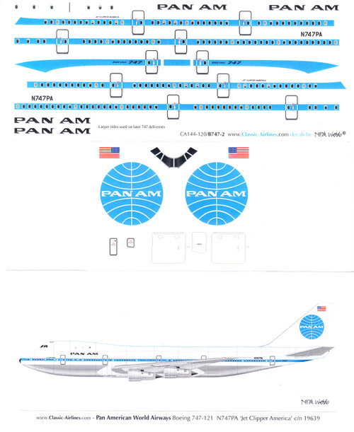 1/144 Scale Decal Pan Am 747-100 Delivery