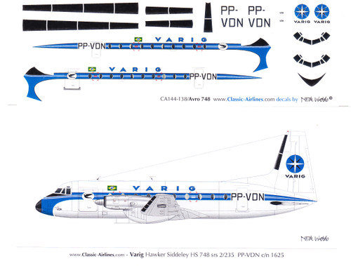 1/144 Scale Decal Varig HS-748