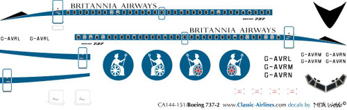 1/144 Scale Decal Britannia Airways 737-200 Delivery