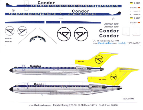 1/144 Scale Decal Condor 727-100 Delivery