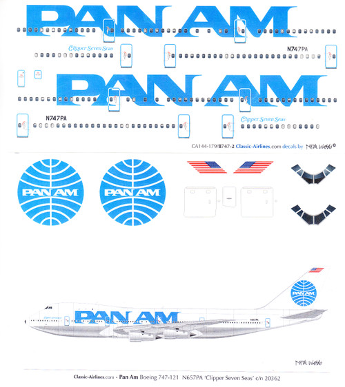 1/144 Scale Decal Pan Am 747-100 Delivery