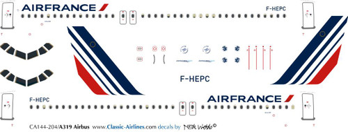 1/144 Scale Decal Air France A-320 New