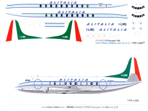 1/144 Scale Decal Alitalia Viscount 700