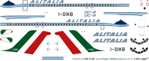 1/144 Scale Decal Alitalia DC9-30 Delivery