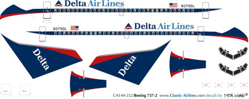 1/144 Scale Decal Delta 737-200 Second Livery