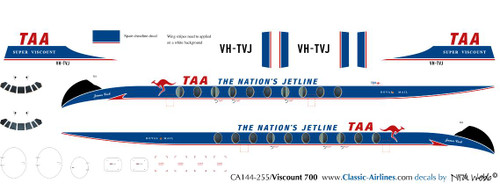 1/144 Scale Decal Trans Australia Airlines Viscount 700