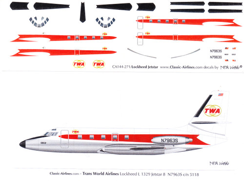 1/144 Scale Decal TWA JetStar