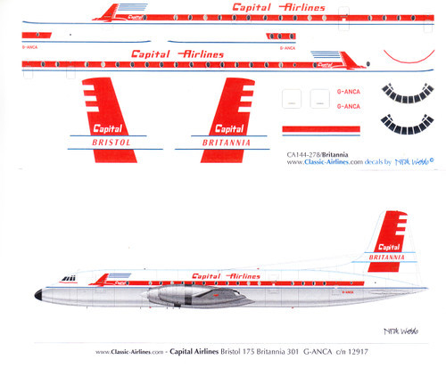 1/144 Scale Decal Capital Airlines Britannia