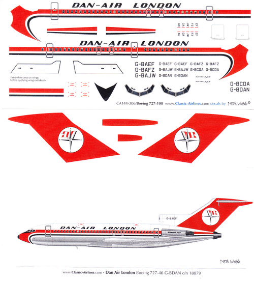 1/144 Scale Decal Dan-Air London 727-100 Delivery