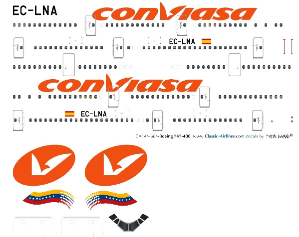 1/144 Scale Decal Conviasa 747-400