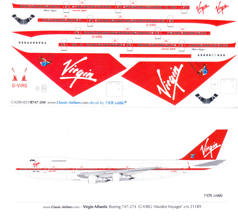 1/200 Scale Decal Virgin Atlantic 747-200 Painter