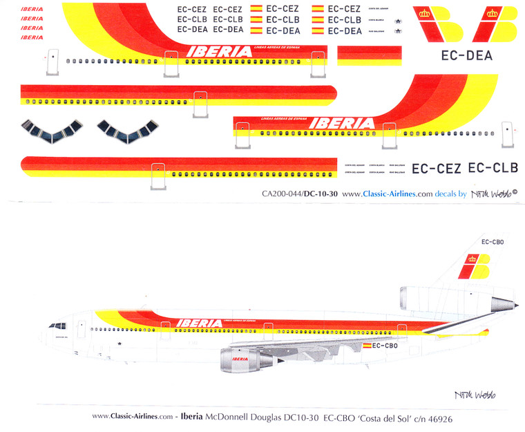 1/200 Scale Decal Iberia DC10-30