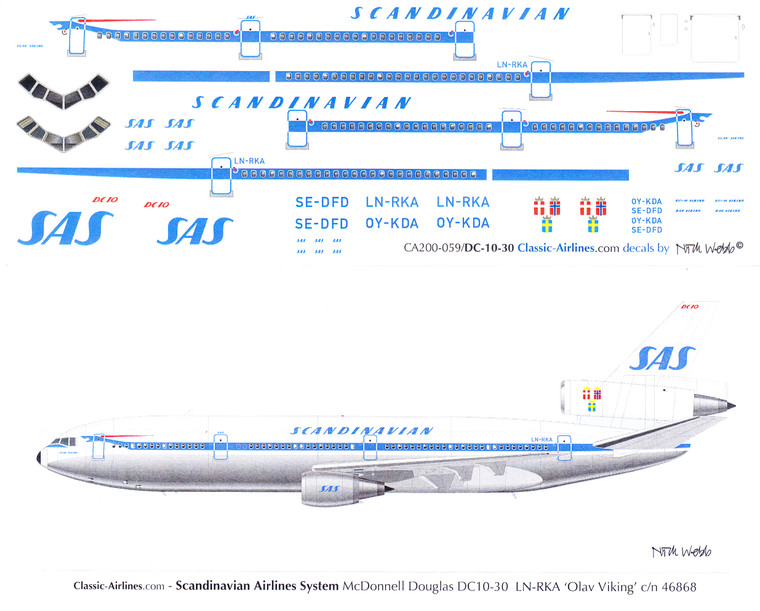 1/200 Scale Decal SAS - Scandinavian DC10-30 Delivery
