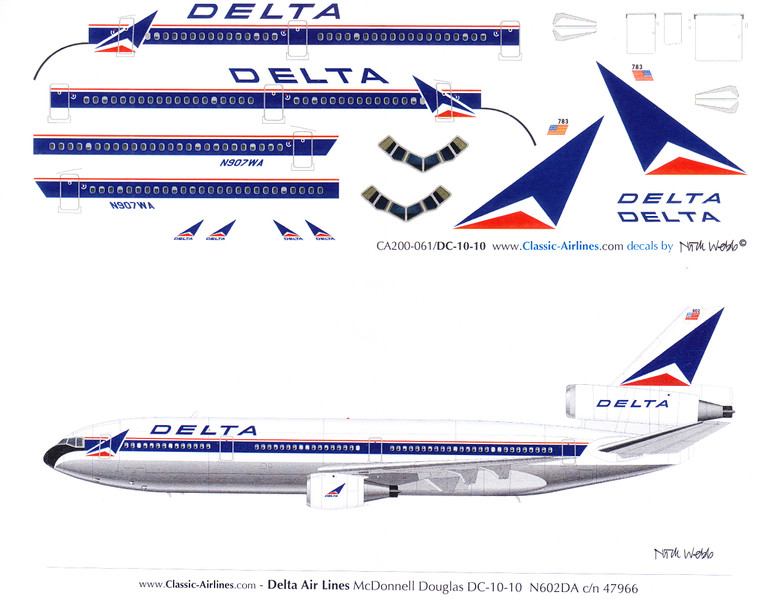 1/200 Scale Decal Delta DC10-10