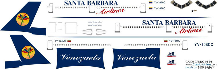 1/200 Scale Decal Santa Barbara DC10-30