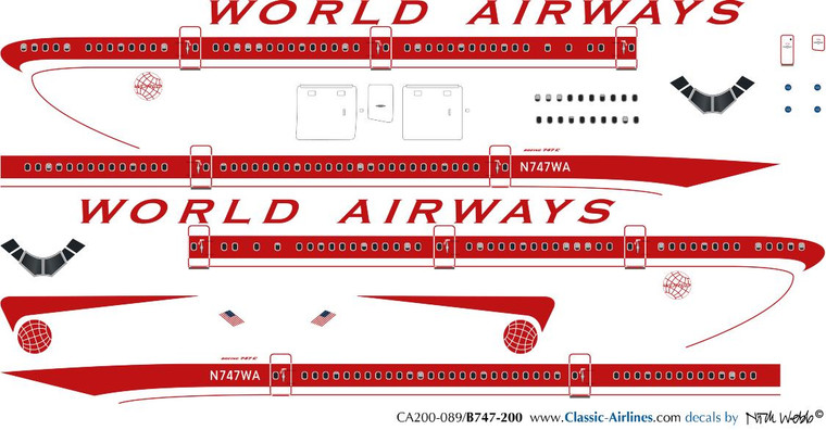 1/200 Scale Decal World Airways 747-200