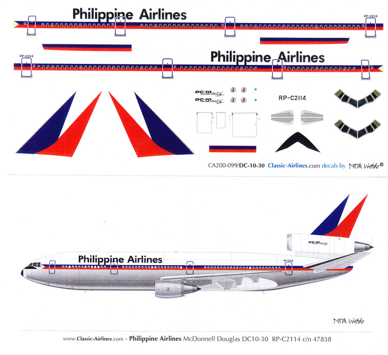 1/200 Scale Decal Philippine Air Lines DC10-30 Delivery