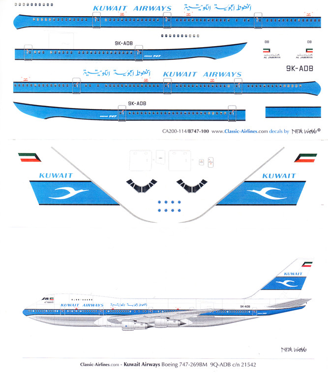 1/200 Scale Decal Kuwait Airways 747-100