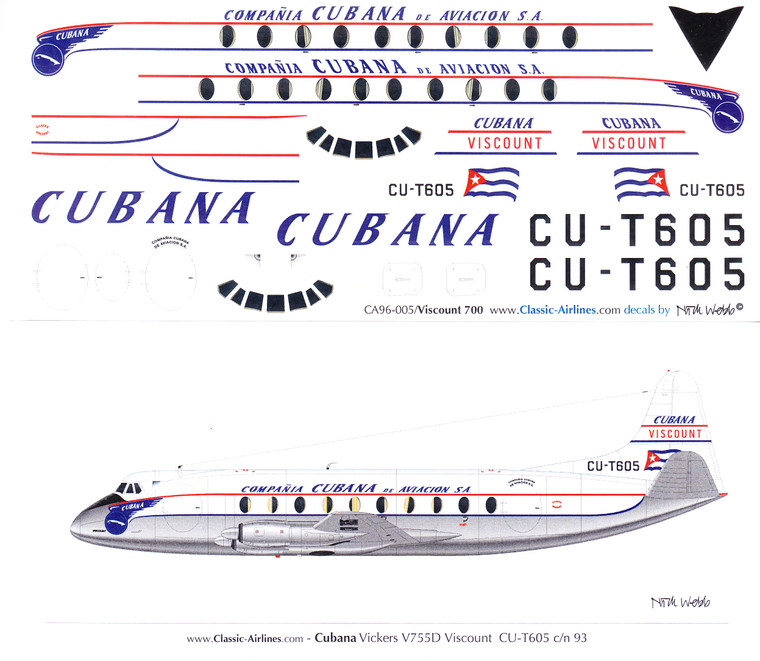 1/96 Scale Decal Cubana Viscount 700
