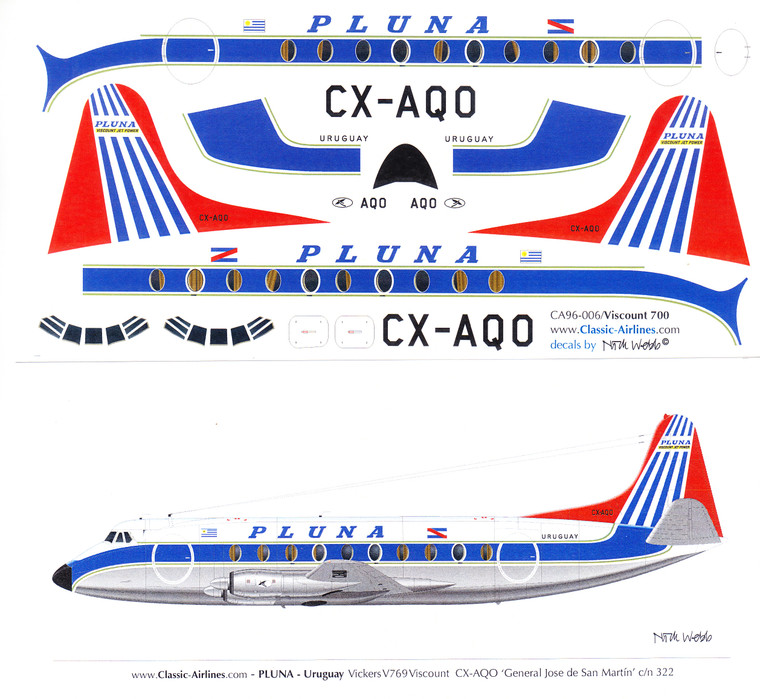 1/96 Scale Decal Pluna Viscount 700