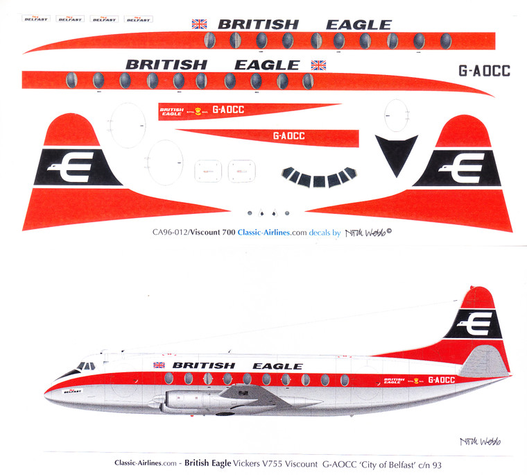 1/96 Scale Decal British Eagle Viscount 700