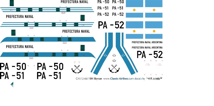 1/72 Scale Decal Argentine Coast Guard SH Sky Van