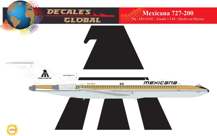1/144 Scale Decal Mexicana 727-200