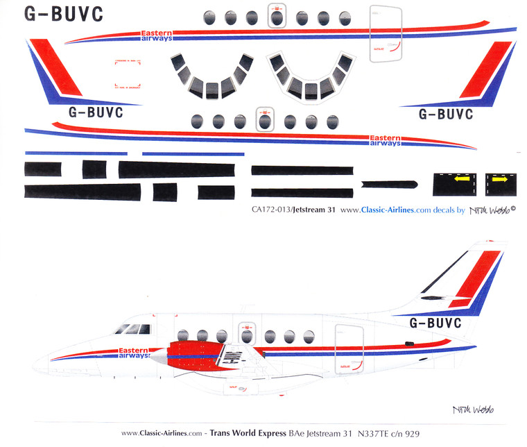 1/72 Scale Decal Eastern Airways Jetstream 31