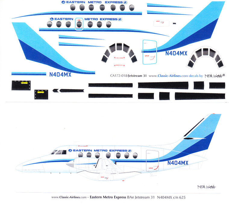 1/72 Scale Decal Eastern Metro Express Jetstream 31