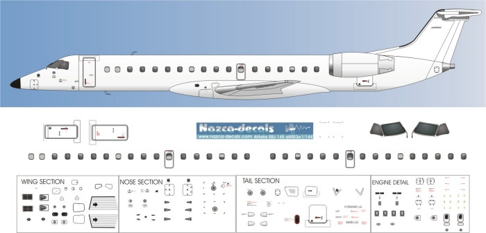 1/144 Scale Decal Detail Sheet ERJ-145
