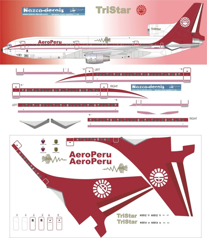 1/144 Scale Decal AeroPeru L-1011 70's