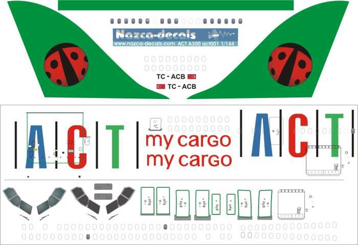 1/144 Scale Decal ACT Cargo A-300