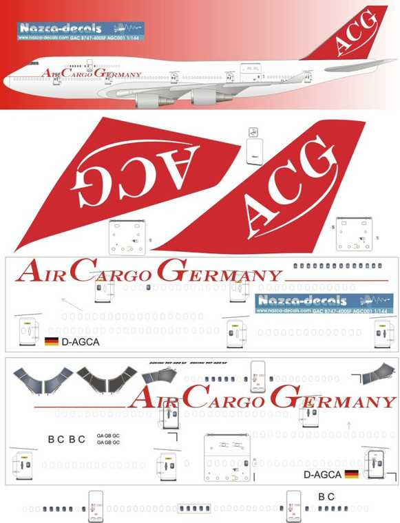 1/200 Scale Decal ACG - Air Cargo Germany 747