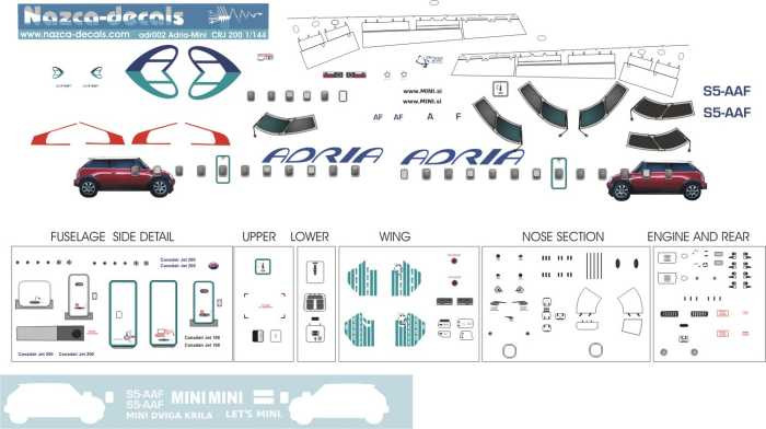 1/144 Scale Decal Adria Airways CRJ Mini Cooper