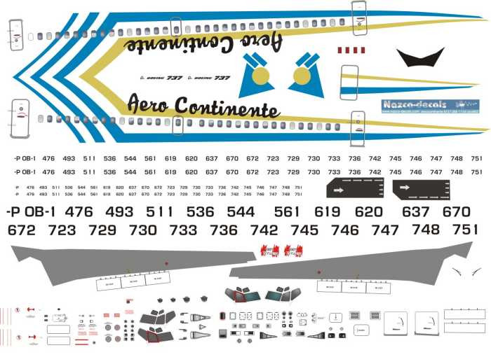 1/144 Scale Decal Aero Continente 737-200