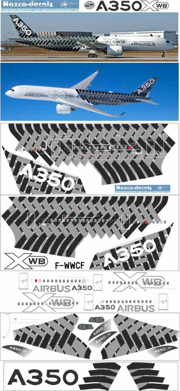 1/144 Scale Decal Airbus A-350 Factory Carbon Livery