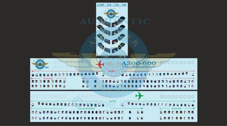 1/144 Scale Decal Lifelike Cockpit / Windows / Doors A300-600