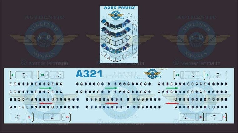 1/144 Scale Decal Lifelike Cockpit / Windows / Doors A321