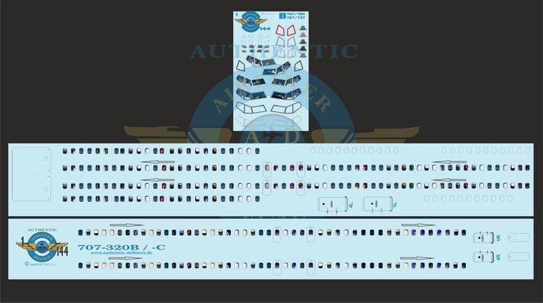 1/144 Scale Decal Lifelike Cockpit / Doors / Windows 707