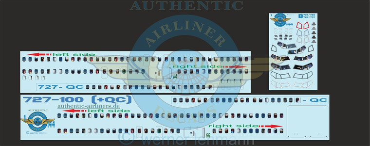 1/144 Scale Decal Lifelike Cockpit / Windows / Doors 727-100