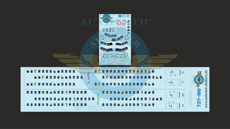 1/144 Scale Decal Lifelike Cockpit / Windows / Doors 737-100