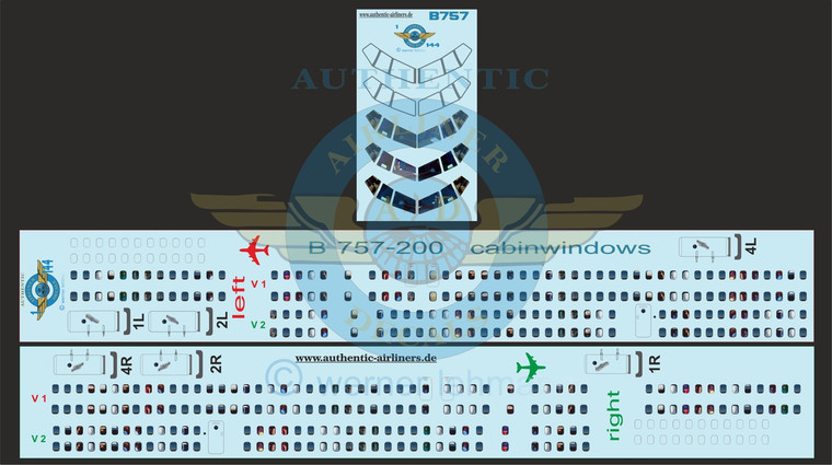 1/144 Scale Decal Lifelike Cockpit / Windows / Doors 757-200