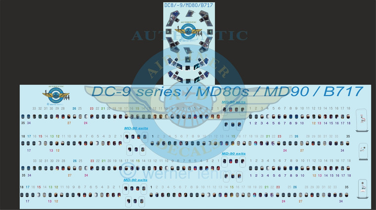144 Scale Decal Lifelike Cockpit / Windows / Doors DC-9 / MD-80 / B-717