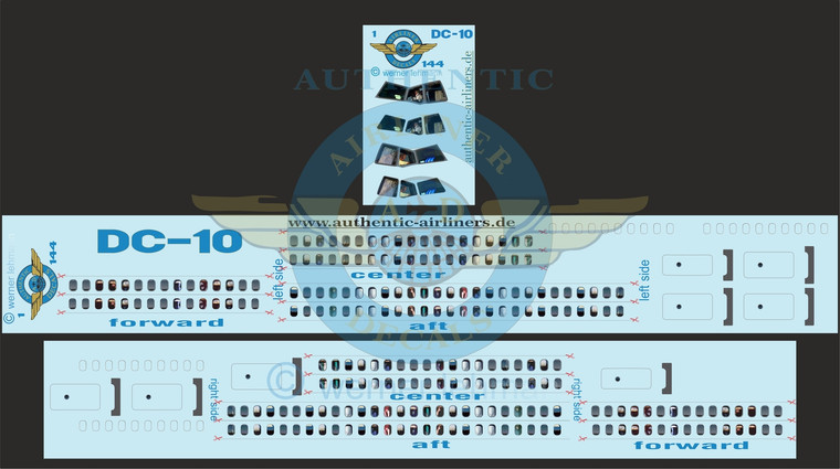 1/144 Scale Decal Lifelike Cockpit / Windows / Doors DC-10