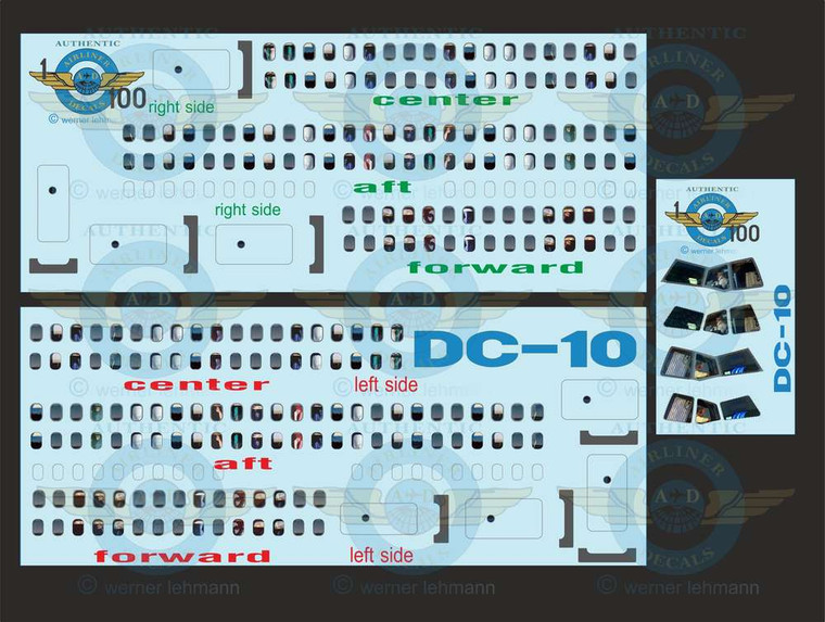1/100 Scale Decal Lifelike Cockpit / Windows / Doors DC-10